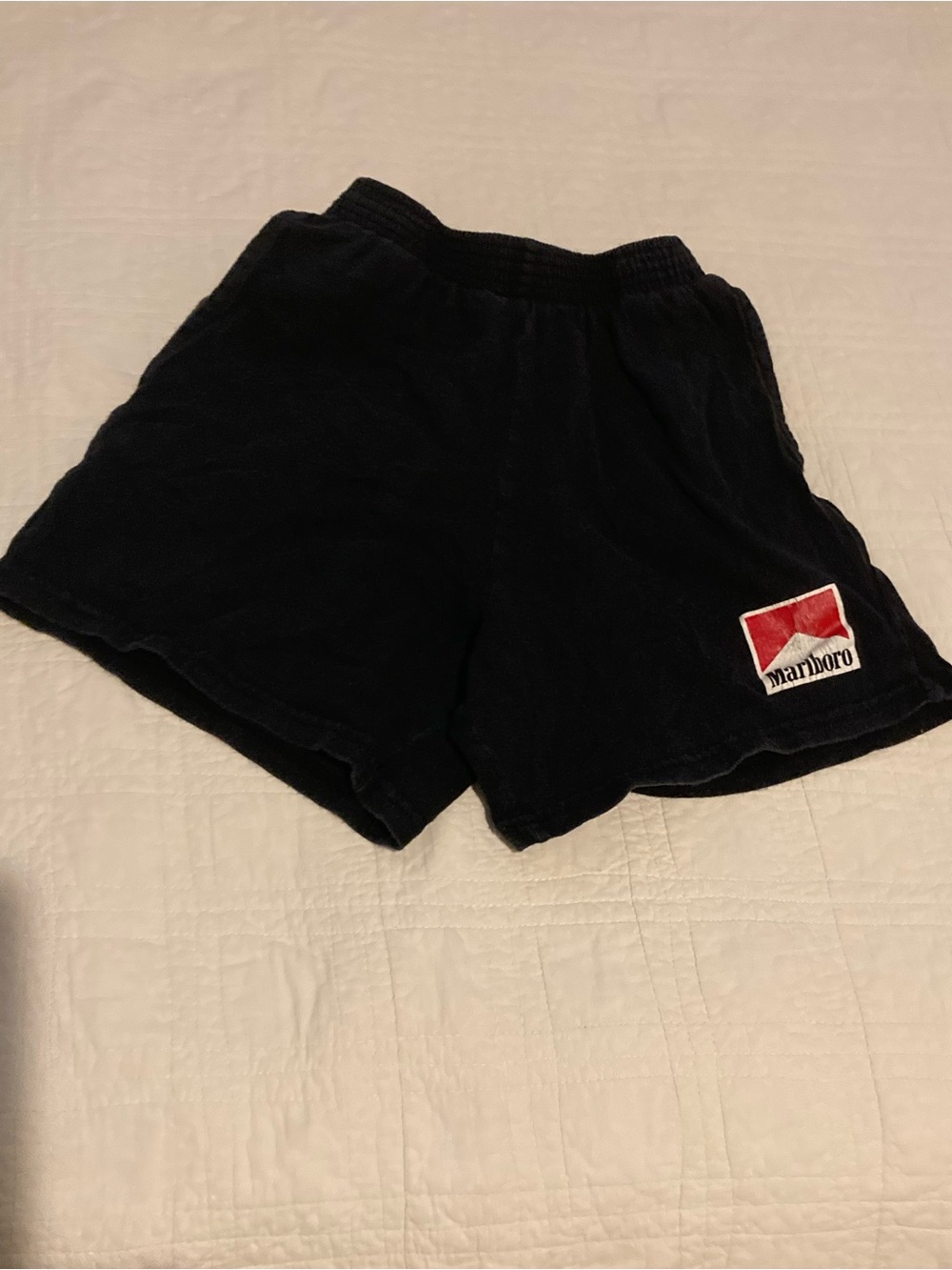 Vintage Marlboro Black Shorts with Red Logo Patch